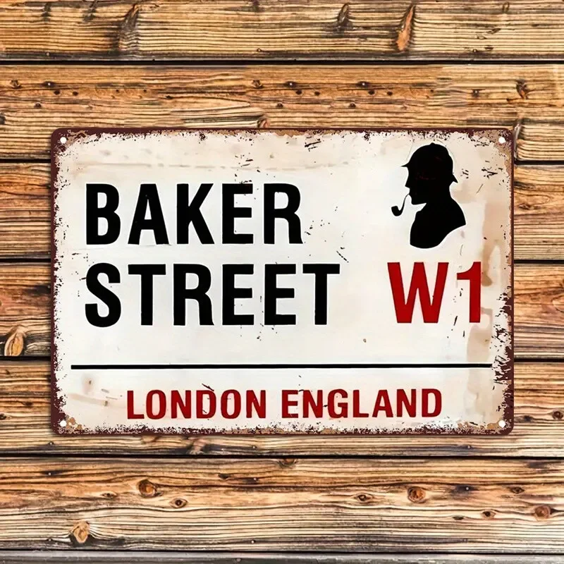 Home Office British - Металлическая жестяная табличка «Бейкер-стрит, Уэст-Лондон, Англия»