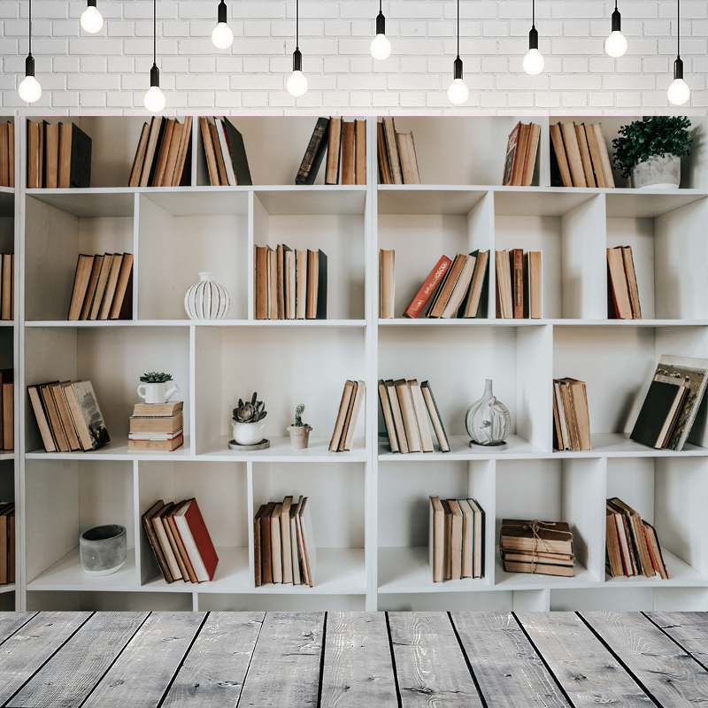 Home Office Zoom Background - Белый фон для фотосъемки: книжный шкаф,